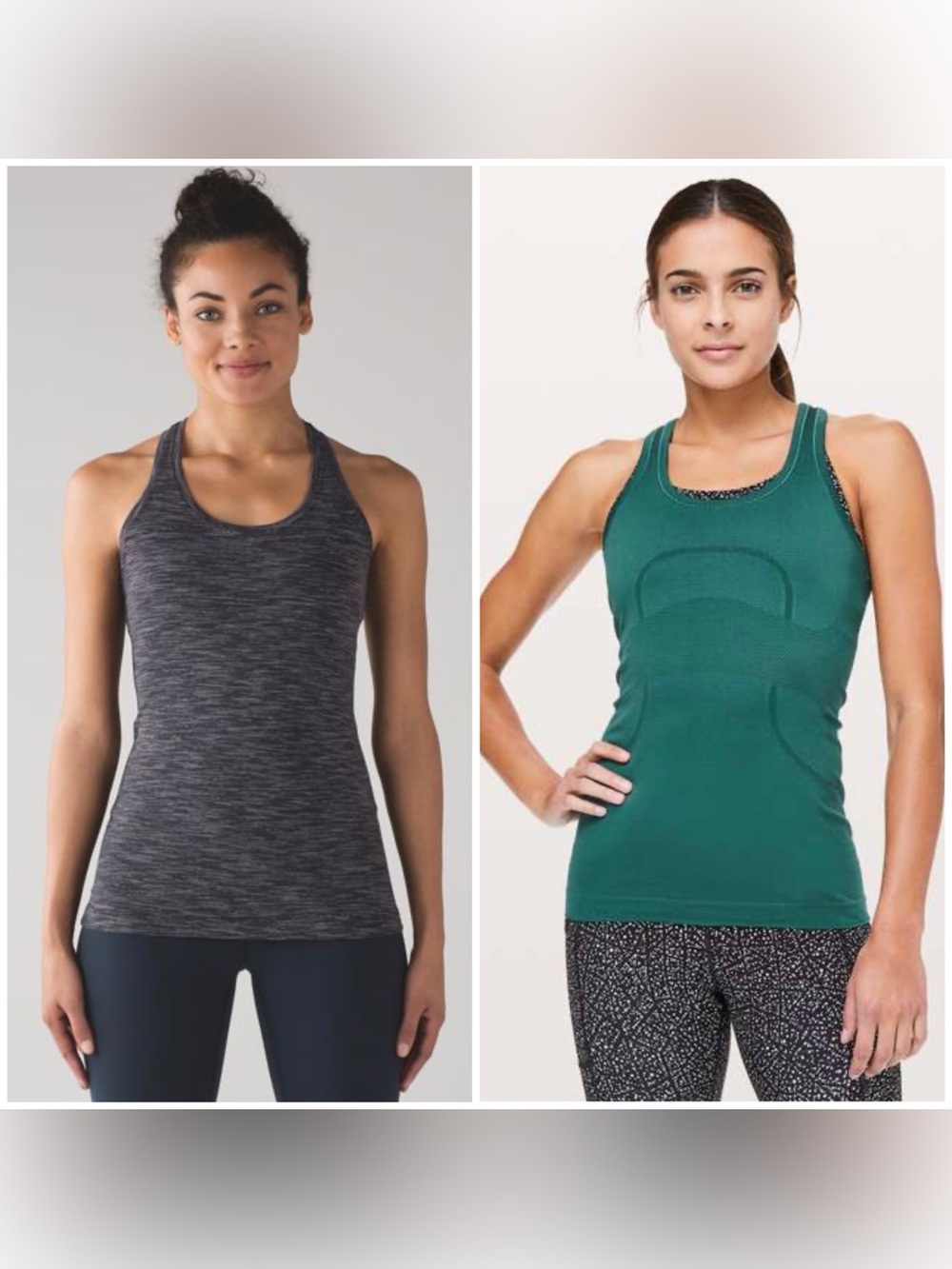 Lululemon bundle of 2 tank tops gray and green size 6